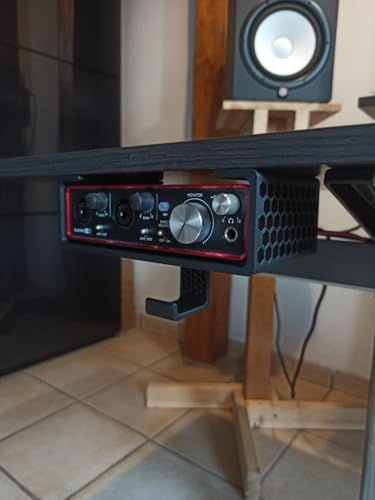 Under Desk Mount Stand for Focusrite Scarlett 2i2 Audio Interface with Headphone Hook, Desk Organization Accessory
