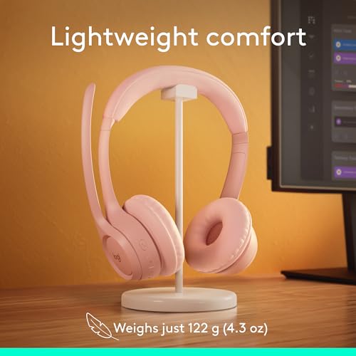 Logitech Zone 300 Wireless Bluetooth Headset with Noise Canceling - Rose | Microphone, compatible with Windows, Mac, Chrome, Linux, iOS, iPadOS, Android - color: Rose