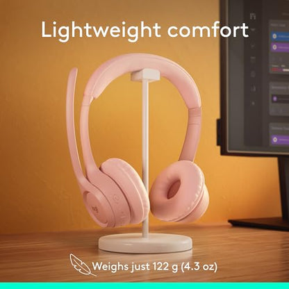 Logitech Zone 300 Wireless Bluetooth Headset with Noise Canceling - Rose | Microphone, compatible with Windows, Mac, Chrome, Linux, iOS, iPadOS, Android - color: Rose