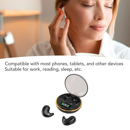 Yunseity Mini Bluetooth Earbuds, in Ear Stereo Earphones with Digital Display Charging Case, Mini for Sleep Work Music (Black) - color: Black
