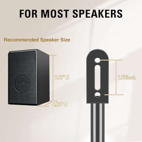 Mounting Dream Speaker Stands Pair, Max 39" Height Adjustable, Heavy Duty Base, 11 lbs Capacity Each, Set of 2 Universal Floor Stands - size: 4.7" W x 7.9" H Speaker