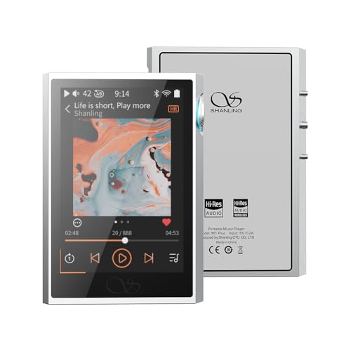 SHANLING M1 Plus Protable Hi-Fi Music Player M1Plus High-Definition Lossless MP3 Player ES9069Q DAC Dual SGM8262 Amplifier PCM768 DSD512 Bluetooth 5.2 LDAC WiFi DLNA Airplay Silver - color: Silver