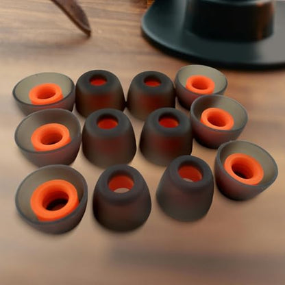 6 Pairs Premium Ear Tips for JBL Tune TWS Earbuds in Ear Tips, Soft Silicone Washable Noise Reducing Secure fit for June 230NC TWS/Tune 125TWS /Tune 130NC TWS Free X, Fit in Case, Buds Tips Black