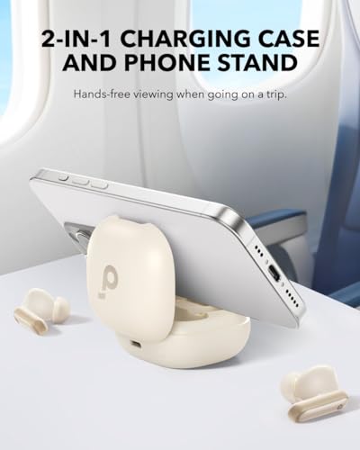 Soundcore P40i by Anker Noise Cancelling Earbuds with Adaptive ANC | Heavy Bass, 60H Playtime, 2-in-1 Case and Phone Stand, IPX5, Wireless Charging, Bluetooth 5.3 - color: Oat White