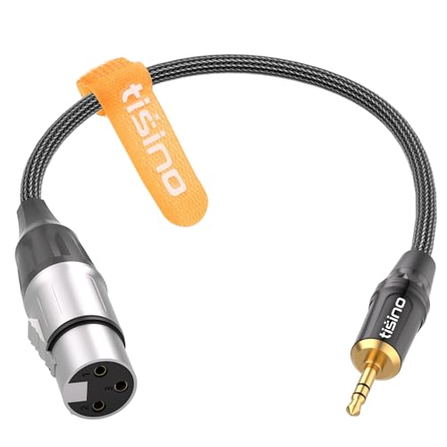 Tisino Female XLR to 3.5mm Balanced Microphone Cable Adapter, 1 FT | XLR Female to 1/8" Jack Microphone Cable for Shotgun Mic/DSLR Camera, Gold-Plated Aux to XLR Audio Cable - size: 1ft