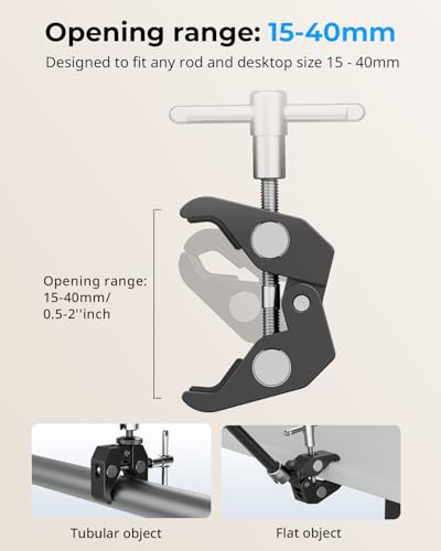 SMALLRIG Clamp w/ 1/4" and 3/8" Thread and 9.8 Inches Adjustable Friction Power Articulating Magic Arm with 1/4" Thread Screw for LCD Monitor/LED Lights - KBUM2732B - size: 9.8''+arm only