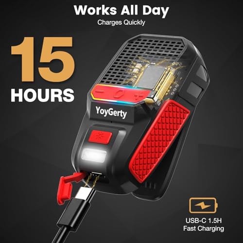 2026 Upgrade Wearable Bluetooth 5.4 Speaker, IPX6 Waterproof Clip on Wireless Speakers, Portable Speaker with RGB Lights and Flash, Built-in Mic,15H Playtime for Cycling/Home/Party/Beach/Outdoor(Red) - color: Black Red