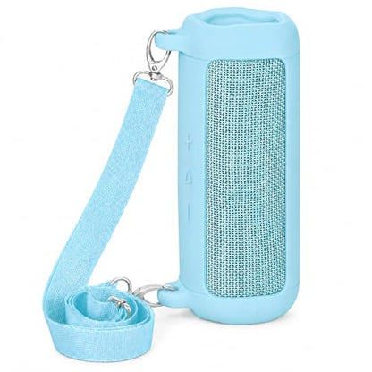 Boobowl Silicone Case for JBL Flip 7 with Shoulder Strap&Carabiner- Sky Blue - color: Sky blue