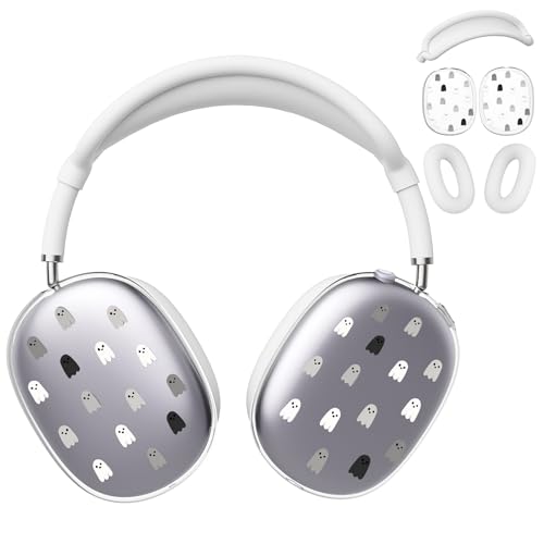 for AirPods Max Headphones Halloween Ear Covers for AirPods Max 2 | Cute Ghost Clear Ear Cups Cover | White Silicone Ear Pad Case Headband Cover for Apple AirPods Max 2/1 (2026/2024/2020) - color: Ghost D/White