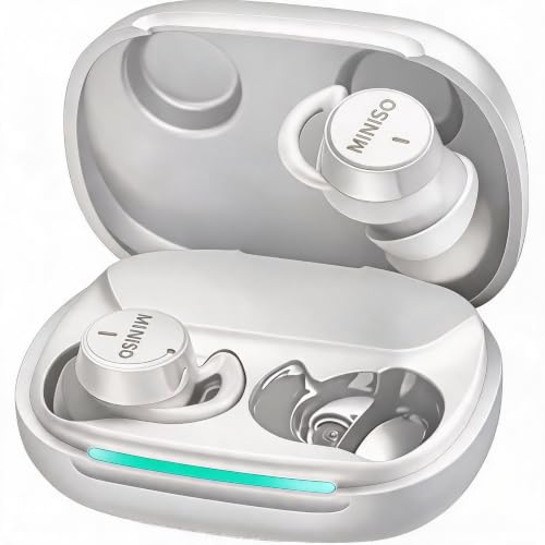 MINISO MS217 Real-Time AI Translation Earbuds, 165 Language Translator Earbuds, Invisible Sleep Headphones Mini Noise Blocking Sleep Earphones, Small Design Mini Sleep, Sleep Earbuds for Side Sleepers - color: White