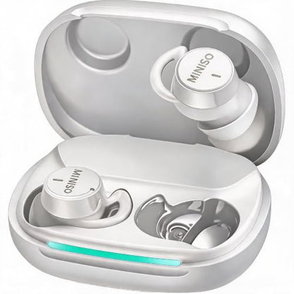 MINISO MS217 Real-Time AI Translation Earbuds, 165 Language Translator Earbuds, Invisible Sleep Headphones Mini Noise Blocking Sleep Earphones, Small Design Mini Sleep, Sleep Earbuds for Side Sleepers - color: White