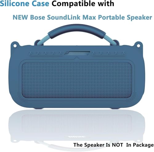 JCHPINE Silicone Cover and Carrying Case for Bose SoundLink Max Speaker | Protective Cases for SoundLink Max Speaker Accessories, Soft Silicone Cover and Hard Case with Shoulder Strap (Blue) - color: Blue Case