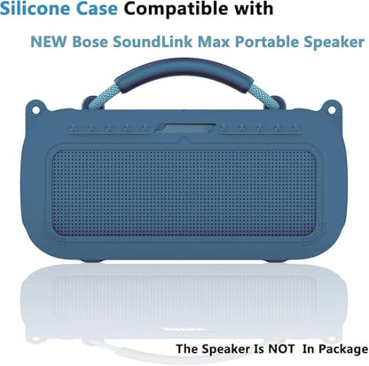 JCHPINE Silicone Cover and Carrying Case for Bose SoundLink Max Speaker | Protective Cases for SoundLink Max Speaker Accessories, Soft Silicone Cover and Hard Case with Shoulder Strap (Blue) - color: Blue Case