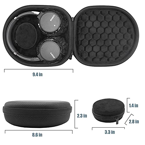 ProCase Hard Travel Case for Sony Headphones -Black | Fits WH-CH720N/WH-CH710N/WH-CH520/WH-CH510/WH-1000XM5/WH-1000XM4/WH-XB910N & Bose 700, Carrying Bag with 2 Dust Covers - color: Black