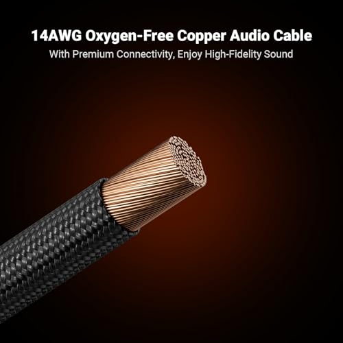 Fosi Audio 14AWG Braided Speaker Wire 5.9Ft, 1 Pack Pair Cable with 4 Gold Plated Banana Plugs, Black Cables for Home Audio Stereo Amplifier/Receiver/Bookshelf/Passive Speaker (1.8m/70.87in)