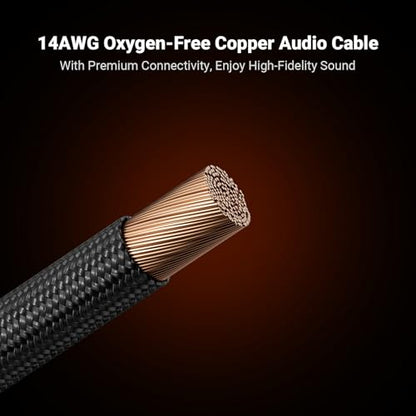 Fosi Audio 14AWG Braided Speaker Wire 5.9Ft, 1 Pack Pair Cable with 4 Gold Plated Banana Plugs, Black Cables for Home Audio Stereo Amplifier/Receiver/Bookshelf/Passive Speaker (1.8m/70.87in)