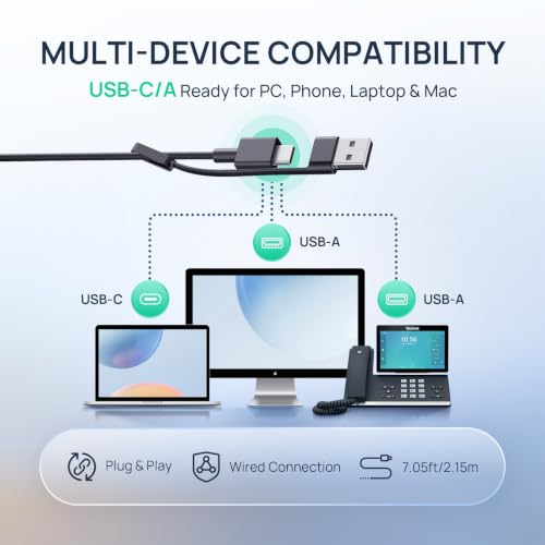 Yealink UH46 PC Headset with Mic Noise Cancelling Wired Headset USB -C/A | Stereo PC Laptop Computer Headset with 3 Noise Cancelling Microphones Plug & Play for Home Office Online Meetings UC Platform - size: Stereo - UC