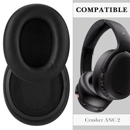 Linkidea Replacement Ear Pads for Skullcandy Crusher ANC 2 Headphones, Cushions, Covers (Protein Leather/Black)