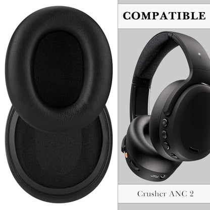 Linkidea Replacement Ear Pads for Skullcandy Crusher ANC 2 Headphones, Cushions, Covers (Protein Leather/Black)