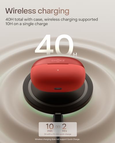 SHOKZ OpenDots ONE Open-Ear Clip-On Bluetooth Earbuds, Red, Dolby Audio - color: Red