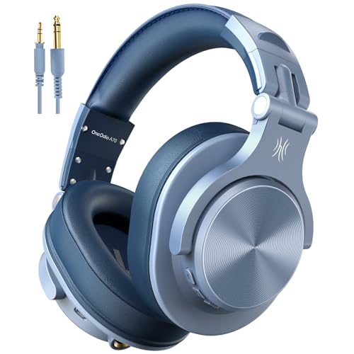 OneOdio A70 Bluetooth Over-Ear Headphones, Hi-Res Wired DJ Studio - SB | Wireless over-ear headphones with 72H playtime, 3.5mm/6.35mm wired jacks for studio monitoring, mixing, guitar, amp and PC - color: Sky Blue