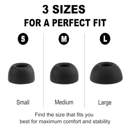 Replacement Ear Tips for Status Pro X, Between 3ANC, Between Pro | 9 Pairs, Black, S/M/L, Soft Silicone Eartips with Portable Storage Box