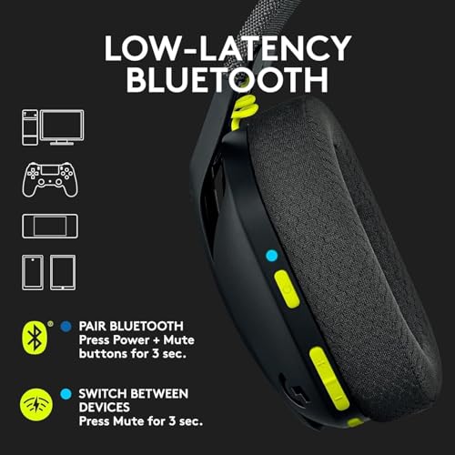 Logitech G435 Wireless Gaming Headset – Lightspeed + Bluetooth, Ultra-Light, Beamforming Mics, 40mm Drivers, Low-Latency, USB Receiver, Memory Foam Earcups, PC/PS5/PS4/Switch, Black, Bulk Packaging