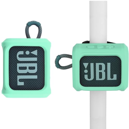 Silicone Case for JBL Go 3 Portable Speaker with Removable Strap for Bike Golf Cart Travel Carrying Case Protective Sleeve Speaker Cover(Mint Green) - color: Teal