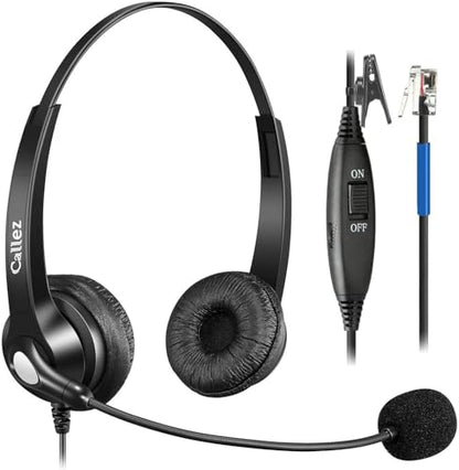 Callez RJ9 Phone Headset for Cisco with Noise Cancelling Mic & Mute Switch | Corded Office Telephone Headsets Compatible with Cisco IP Phones 6941 6851 6945 7821 7841 7861 7942 7945 7962 7965 8811 8861