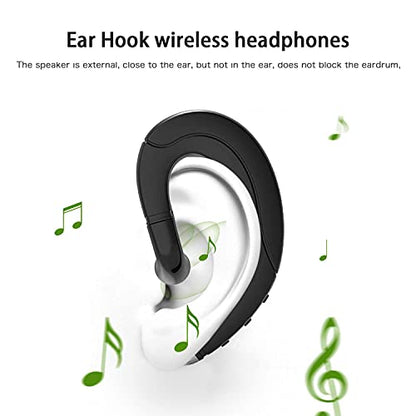 Ear Hook Bluetooth Headphone V5.0 with Mic, Painless Single Ear Wireless Headset 5 Hrs Playtime for Android Phones/iPhone X/8/7/6, Lightweight Non Bone Conduction Headphone with Ear Plug - Black