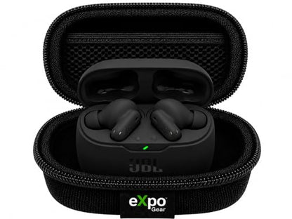 JBL Vibe Beam 2 Case Bundle (Black) True Wireless Noise Cancelling Earbuds, Pure Bass, Smart Ambient, 4 mics, 40H Playback, IP54 Water/dust Resistant with Expo Gear Weather-Resistant Hard-Shell Case - color: Black