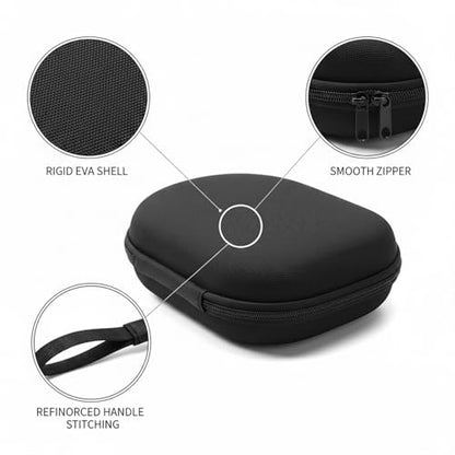 Hard Shell Headphone Case for Over-Ear Headphones, Rigid EVA Travel Carrying Pouch with Zipper, Black