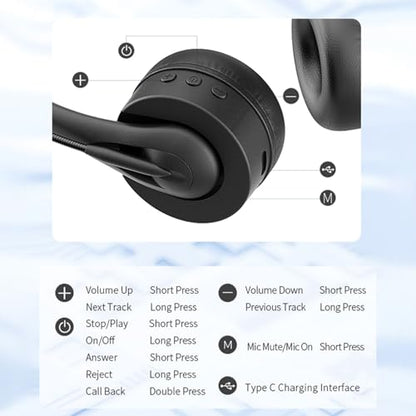 Blue Tooth Truck Driver Headset Bluetooth Wireless with Mic, T4900, Wireless, Bluetooth, Single-Ear, Black