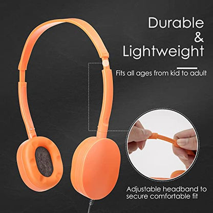 GEEKRIA 12 Pack Wired Headphones for Classroom, Adjustable On-Ear Headphones, Kids Children Headset for Schools, Student, Libraries, Computer Lab, Testing Centers, Bulk Pack (Oval Earcups)