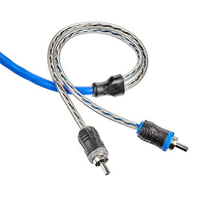 NVX® XIV23 9.84 ft (3 Meter) Oxygen Free Copper 2-Channel Twisted Pair V-Series Car Audio RCA Audio Interconnect Cable with Shielded Noise Reduction and Split-tip Silver-Plated Ends | Oxygen Free Copper Twisted Pair V-Series with Shielded Noise Reduction