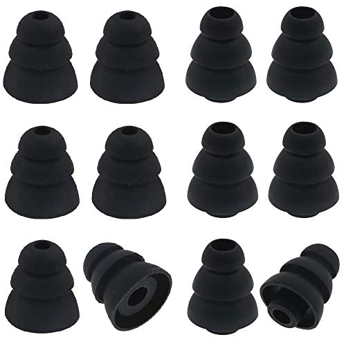 JNSA Triple Flange Noise Cancelling Ear gels Buds Ear Tips Compatible with S0NY, SENS0, Beat s Flex, Beat s X Earphones,Black PRO3FSM6P
