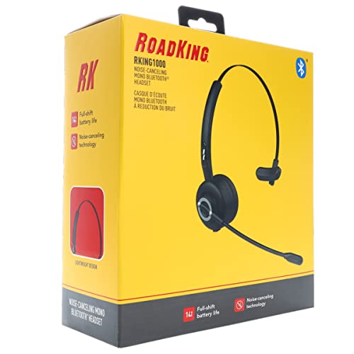 RoadKing Truck Driver Headset RKING1000 Noise Cancelling Bluetooth(R) Headset Mono Wireless Headset with Advanced Noise Cancellation and Mic