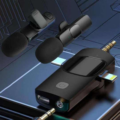 3 in 1 Wireless Lavalier Microphones for iPhone, iPad, Android, Camera, USB-C, 2.4GHz, Noise cancelation/Reduction, 70ft Range, for Video Recording, Live Streaming, Vlog, YouTube, TikTok