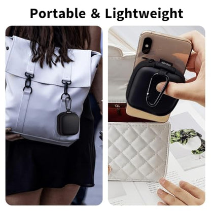 1 Pack Square Earbud Case Storage Bag with Carabiner, Black - color: C1-square black