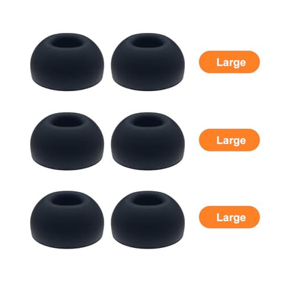 Klowcok Replacement Ear Tips for AirPods Pro 3 Foam&Silicone Shield, Large | Compatible with AirPods Pro3 3rd Generation 2025, Fit in The Charging Case, 3 Pairs, Black - size: Large