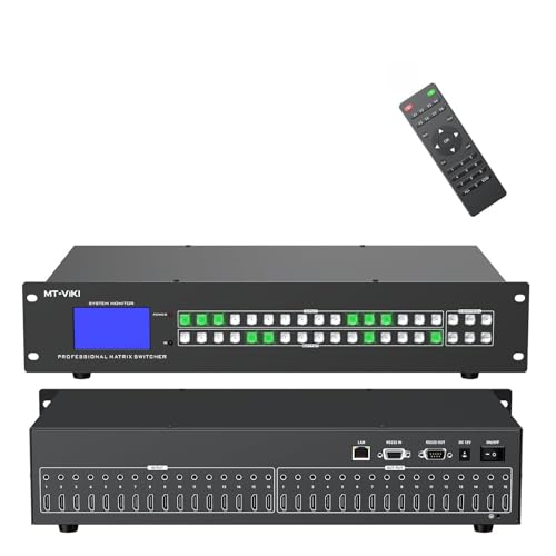 MT-VIKI Seamless Video Wall Matrix Switch 16x16 w/Web GUI & Audio | Custom Splicing, 4x4 Video Wall Controller 2U Rack Mount, Multi-Mode Control, EDID,RS232,LAN, APP(16 IN 16 OUT) - size: 16X16