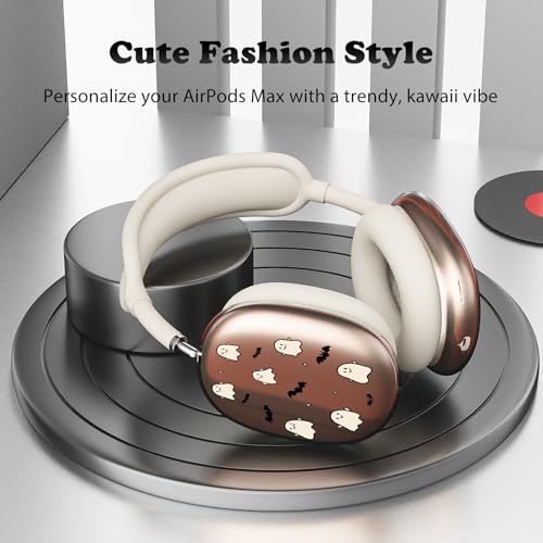 for AirPods Max Headphones Halloween Ear Covers for AirPods Max 2 | Cute Ghost Bat Clear Ear Cups Cover | Beige Silicone Ear Pad Case Headband Cover for Apple AirPods Max 2/1 (2026/2024/2020) - color: Ghost B/Beige