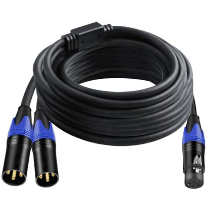 XLR Splitter Cable, 1 Female to 2 Male Patch Y Cable Balanced Microphone Splitter Cord Audio Adaptor (20 FT) - size: 20 ft, 1-Pack