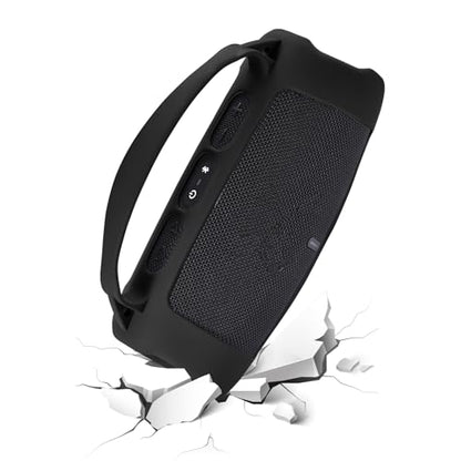 Silicone Case Cover for JBL Charge 5 Wi-Fi/Charge 5 Portable Bluetooth Speaker Protective Sleeve Skin Travel Carrying Case Replacement with Shoulder Strap Wireless Speaker Accessories(Black) - color: BLACK