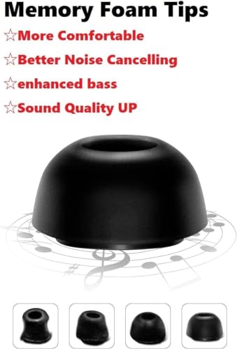 Replacement Foam Tips for Galaxy Buds3 Pro, Noise Cancelling Memory Foam Ear Tip, Fit in Case, XL Size 4 Pairs, Black XL (Buds3ProFoamXL4p) - size: Extra Large