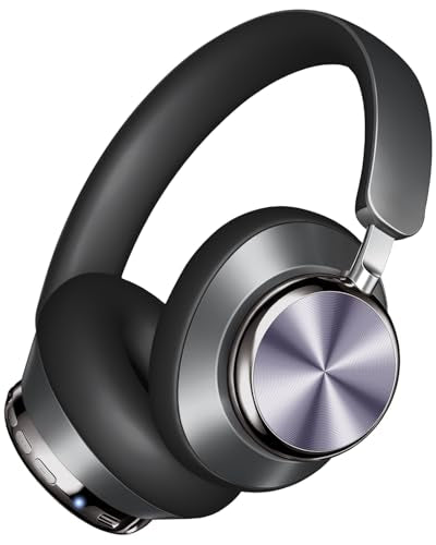 Wentronic Y03 Bluetooth Headphones Wireless Active Noise Cancelling Over Ear Headphones 48 Hours Playtime High Sound Quality 6 EQ Music Mode Headphones with Soft Ear Cushion - Grey - color: Grey