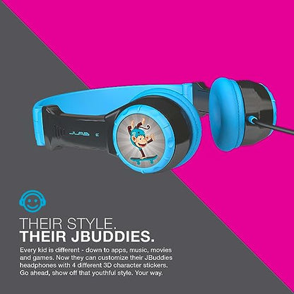 JLab JBuddies 접이식 아동용 유선 헤드폰, 유아용 헤드폰, 소음 차단, 어린이 안전, 볼륨 제한 헤드폰, 아동용 헤드폰, 그레이/블루 - color: 블루/그레이, style: 접이식