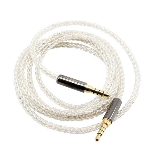 Youkamoo 3.5mm TRRS AUX Audio Cable 4 Pole Male to Male Silver Plated Copper for Headphones Car Speakers Phone Tablet Laptop 4ft/1.2m