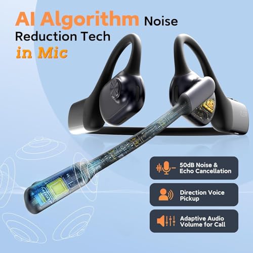 Wireless Noise Cancelling Headphones with Mic,Wireless Headset with Mic for Work(50dB ENC&Mute Button) Bluetooth Headset for Work from Home/Office/PC/Call Center/Laptop/Teams/Zoom Gray