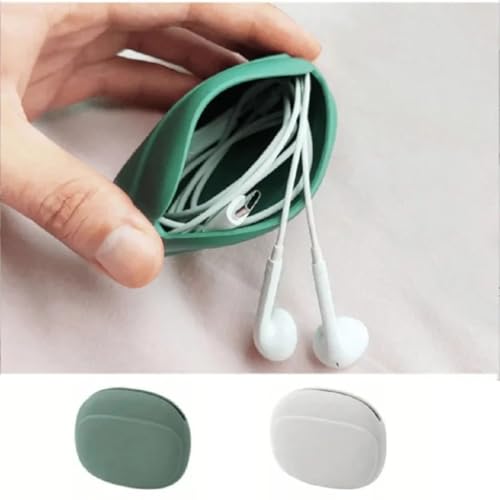 Silicone Headphone Organizer Data Cable Storage Case Holder Small Bag Pouch Portable for Bluetooth Headset Wired Earbuds Earplugs USB Flash Drive Key 2pcs